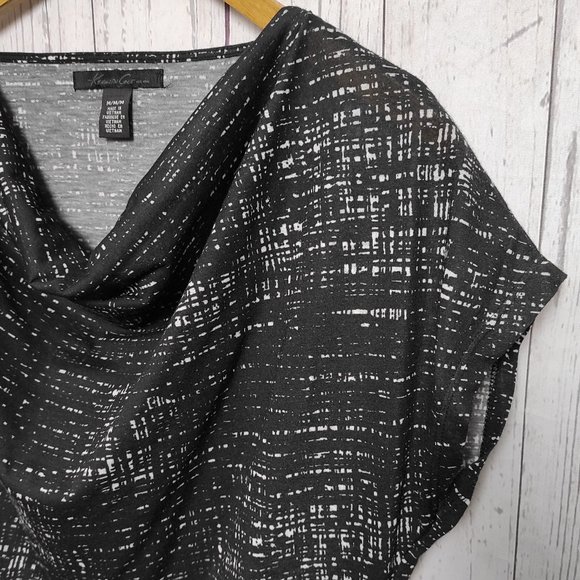 Kenneth Cole Cowl Drape Neck Short Sleeve Popover Top Black Medium - Picture 4 of 11